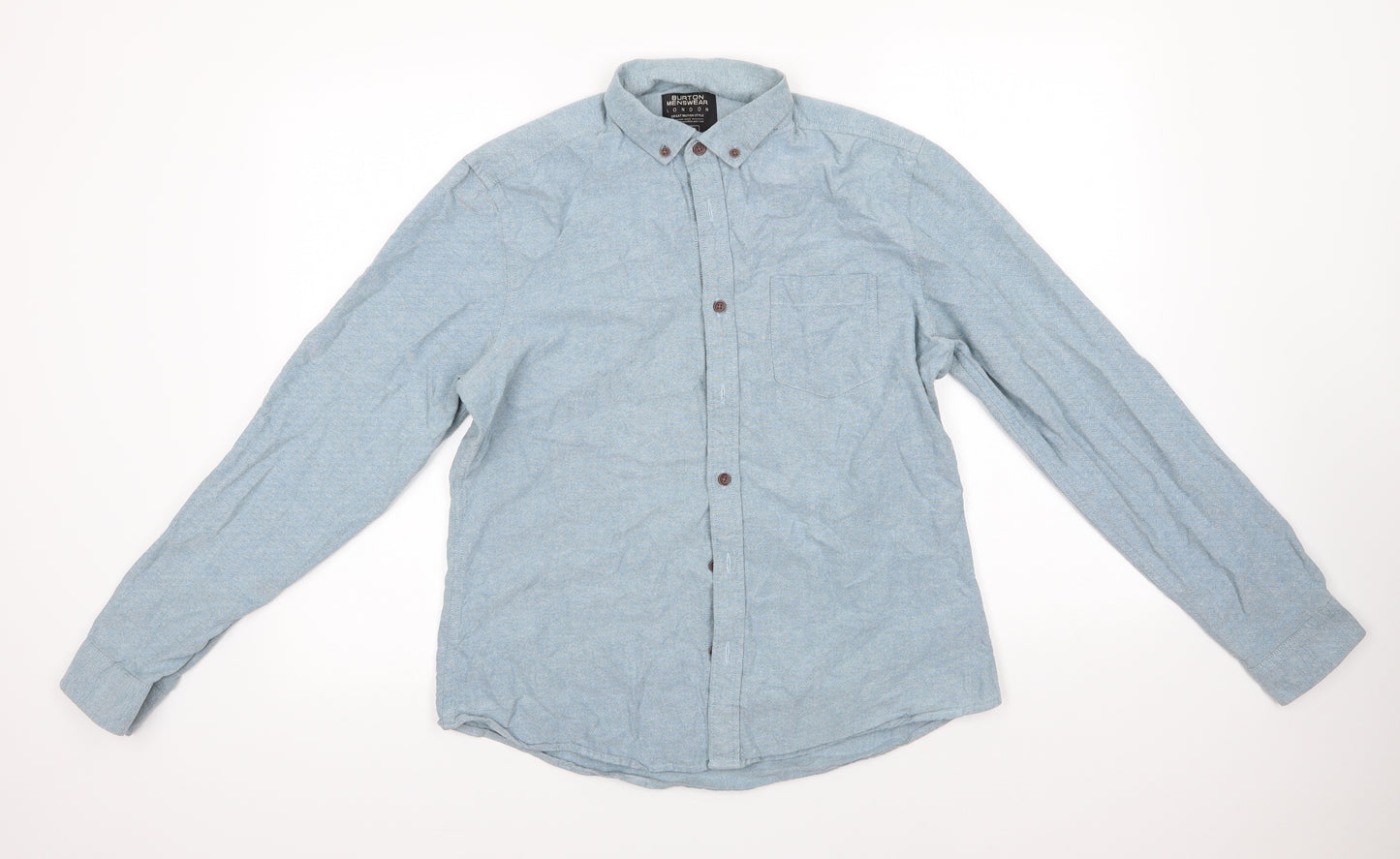Burton Mens Blue  Cotton  Button-Up Size M Collared