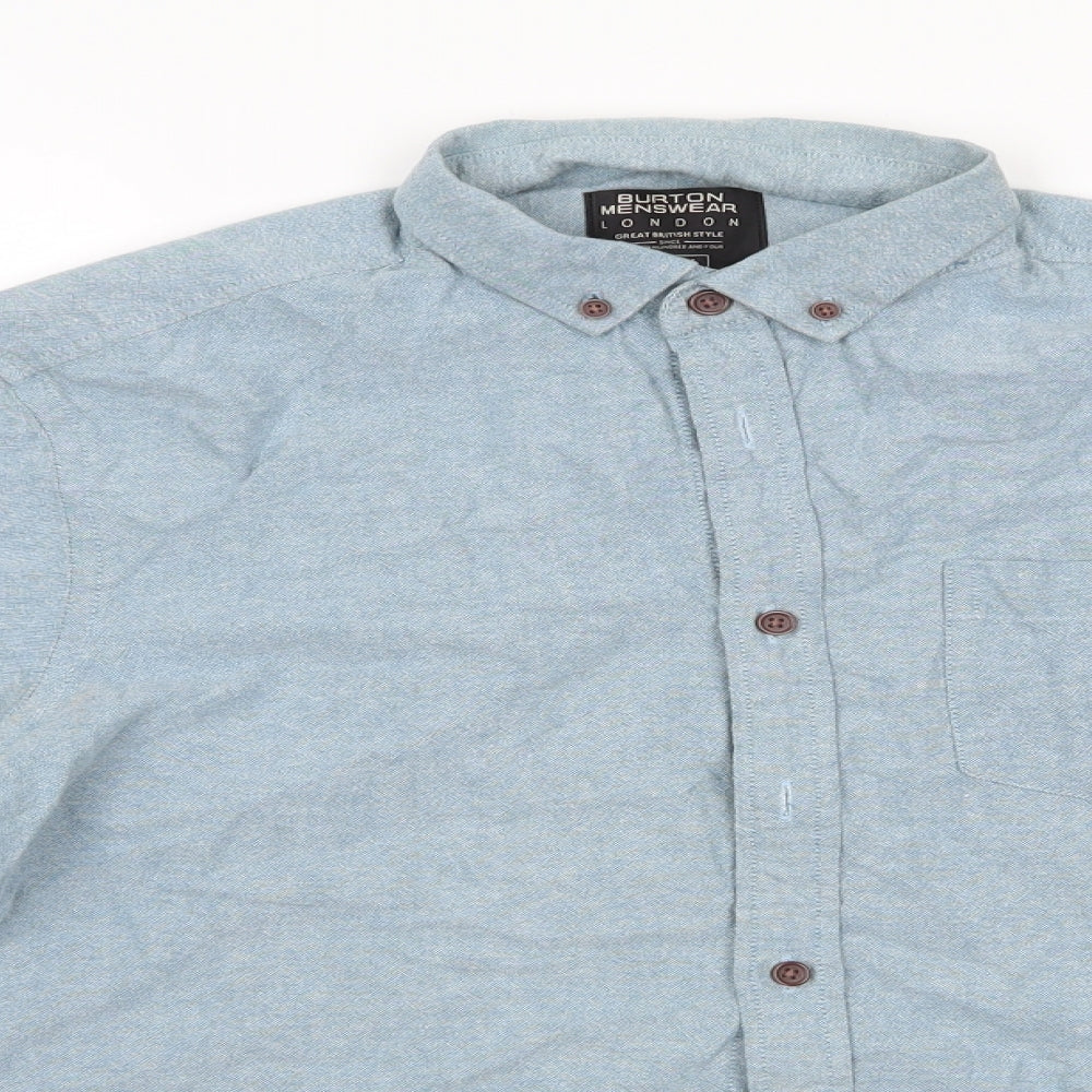Burton Mens Blue  Cotton  Button-Up Size M Collared