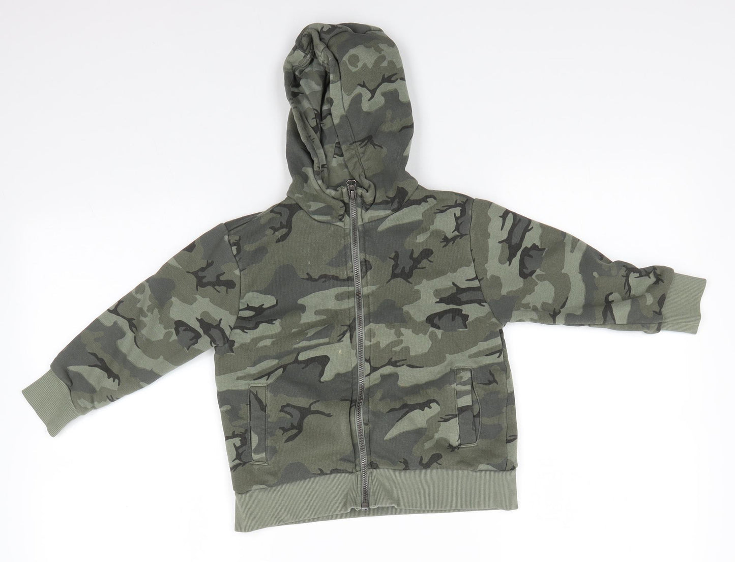 NEXT Boys Green Camouflage Cotton Pullover Hoodie Size 4 Years