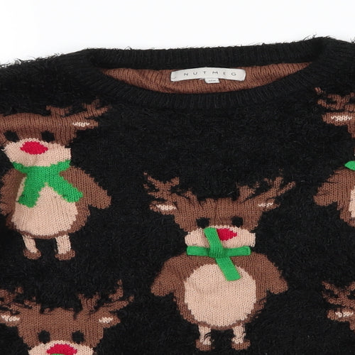 Nutmeg Womens Multicoloured Round Neck  Polyester Pullover Jumper Size 8   - Christmas