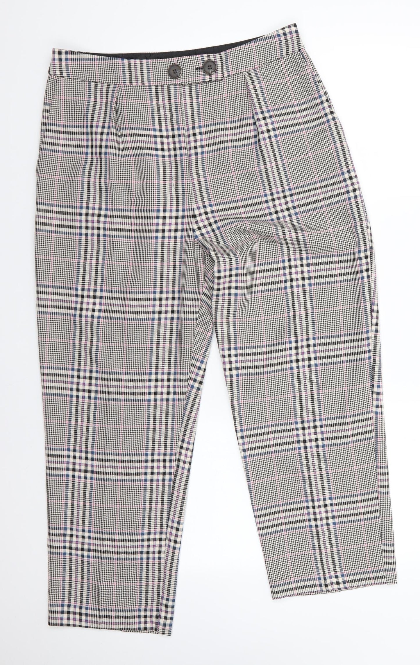George Womens Grey Check Polyester Dress Pants Trousers Size 12 L23 in Regular