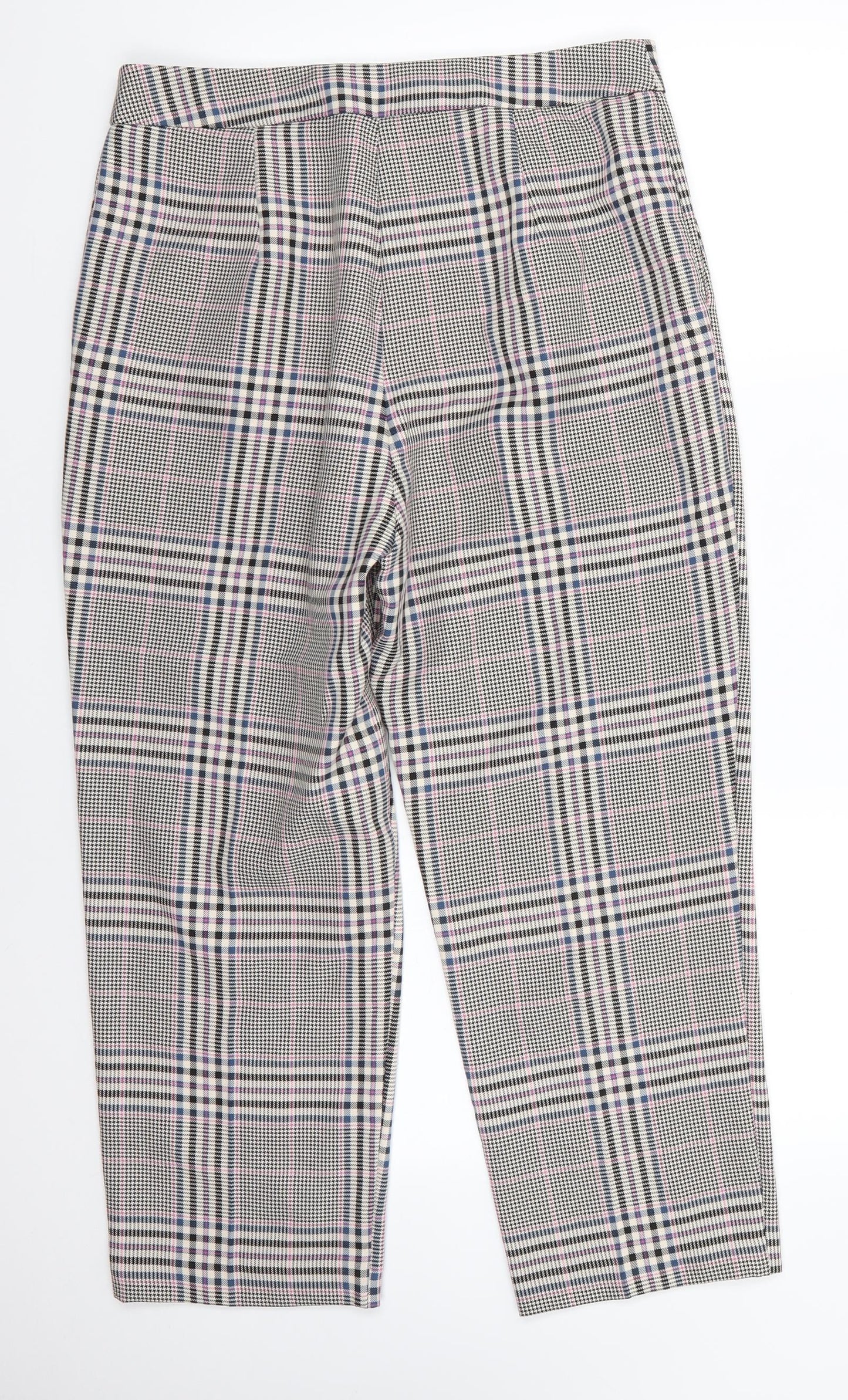 George Womens Grey Check Polyester Dress Pants Trousers Size 12 L23 in Regular