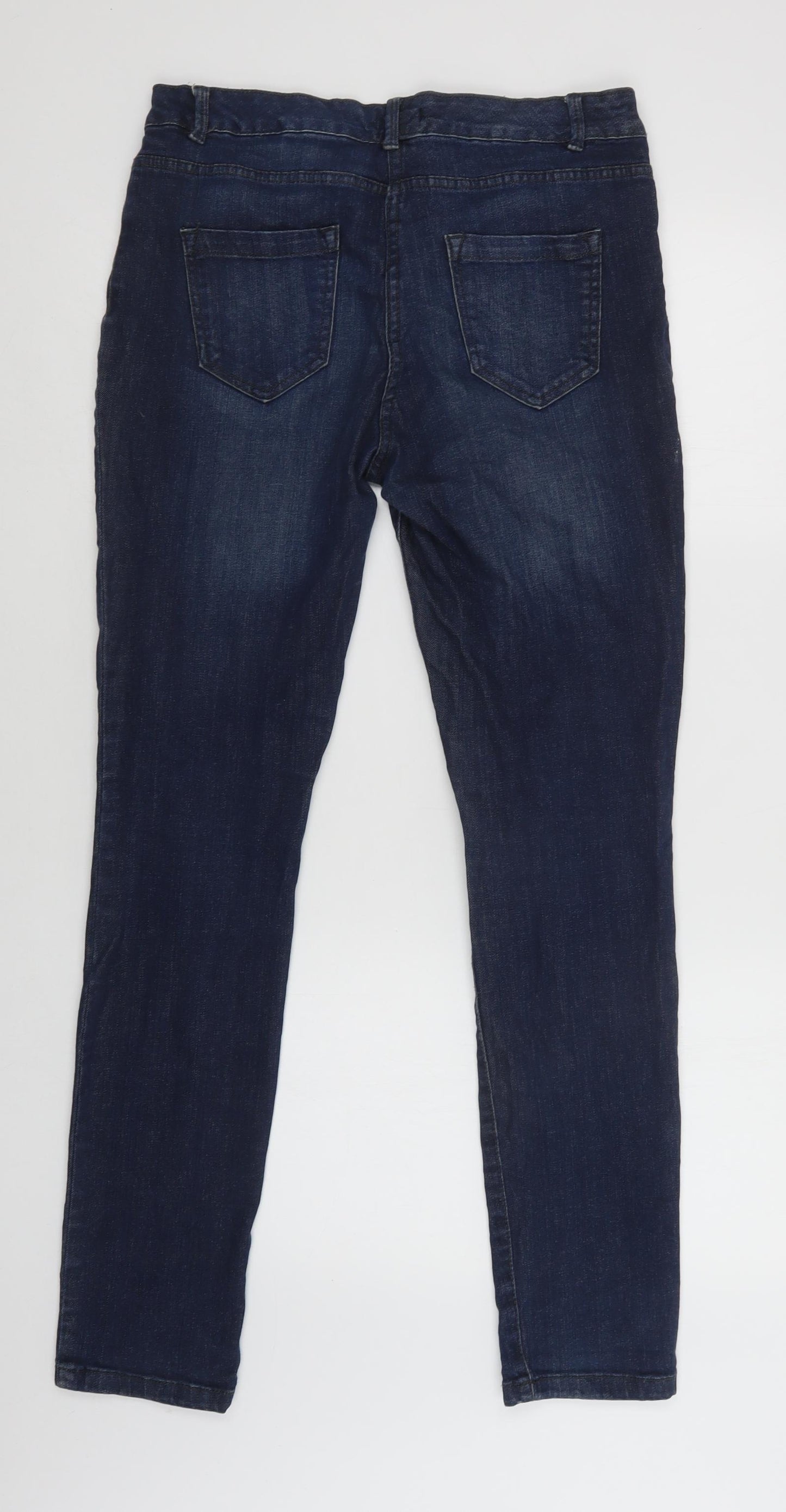 F&F Womens Blue  Cotton Skinny Jeans Size 8 L31 in Regular Button