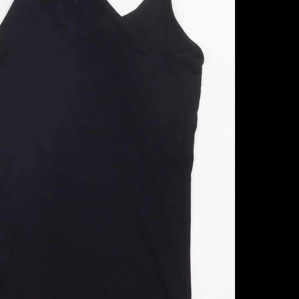 Crazy Chick Womens Black  Viscose Basic Tank Size 10 Scoop Neck