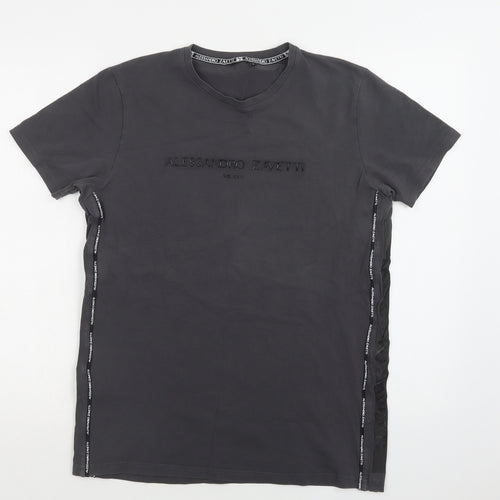 Zavetti Mens Grey  Cotton  T-Shirt Size S Crew Neck