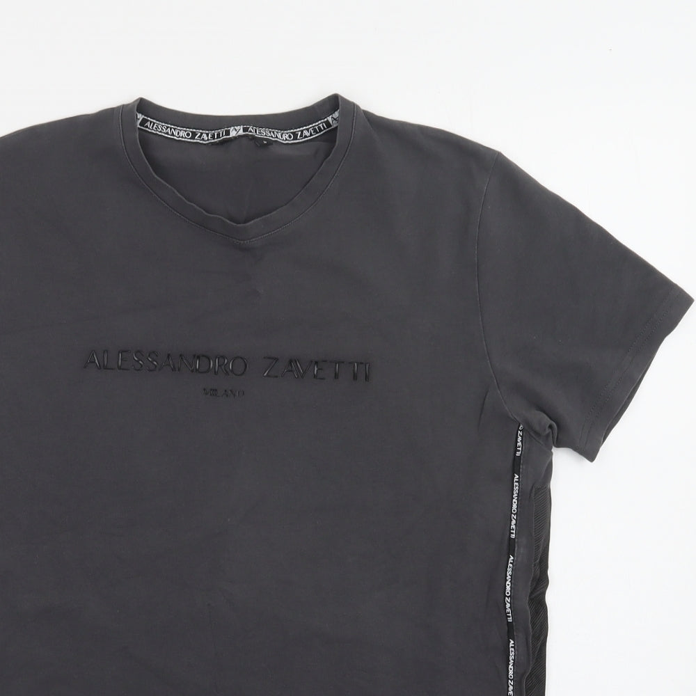 Zavetti Mens Grey  Cotton  T-Shirt Size S Crew Neck