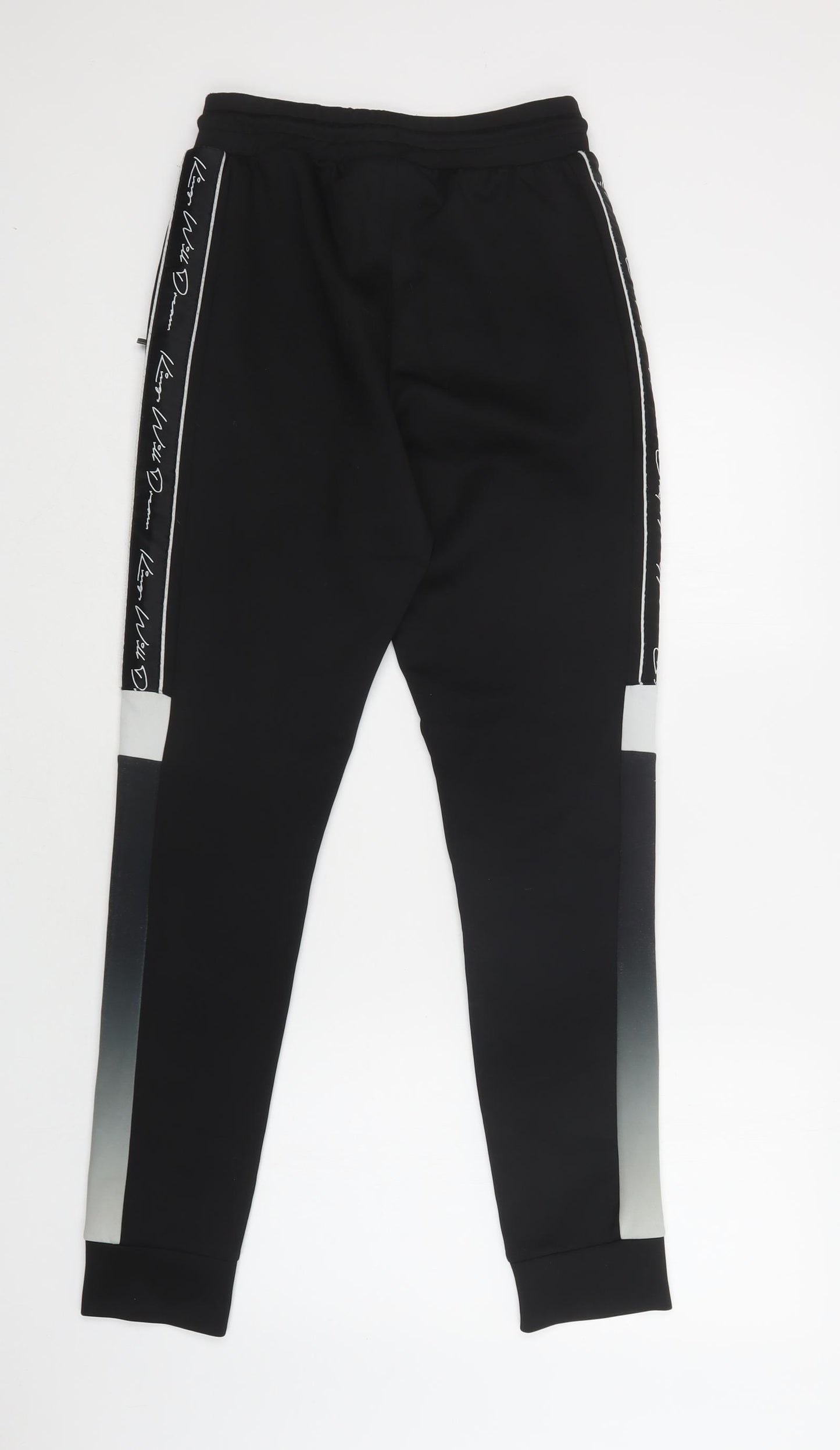 KWD Mens Black  Polyester Jogger Trousers Size S L30 in Regular Drawstring