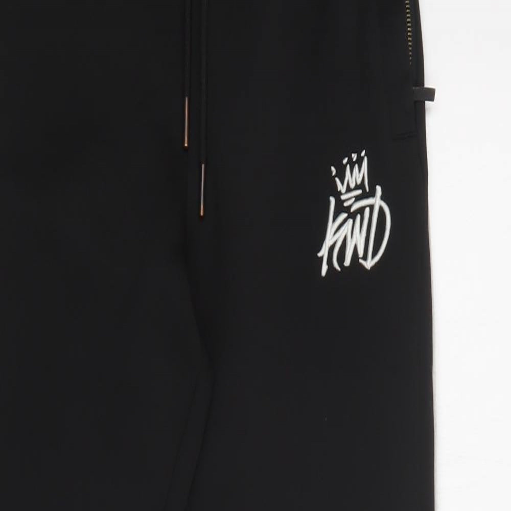 KWD Mens Black  Polyester Jogger Trousers Size S L30 in Regular Drawstring