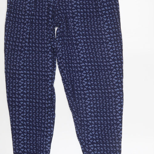 NEXT Womens Blue Geometric Viscose Trousers  Size 8 L30 in Regular