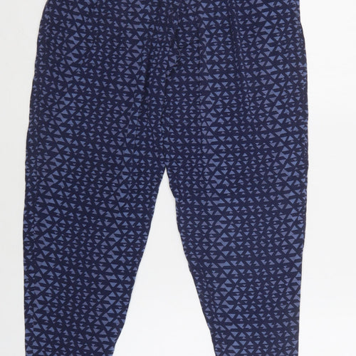 NEXT Womens Blue Geometric Viscose Trousers  Size 8 L30 in Regular