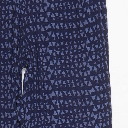 NEXT Womens Blue Geometric Viscose Trousers  Size 8 L30 in Regular