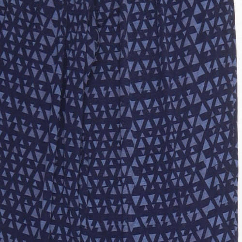 NEXT Womens Blue Geometric Viscose Trousers  Size 8 L30 in Regular