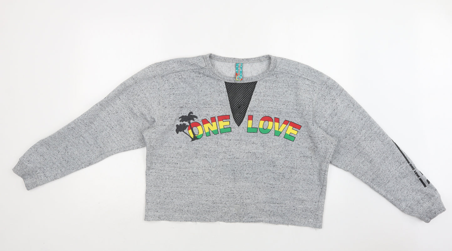 Pink Pineapple Womens Grey  Cotton Pullover Sweatshirt Size L   - Jamaica