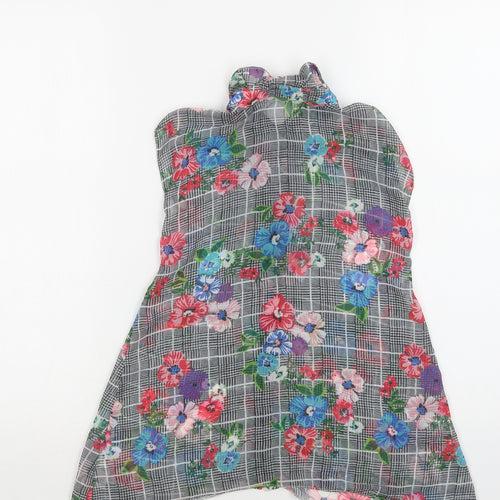 TU Girls Grey Floral Polyester Tunic Button-Up Size 7 Years Collared Button