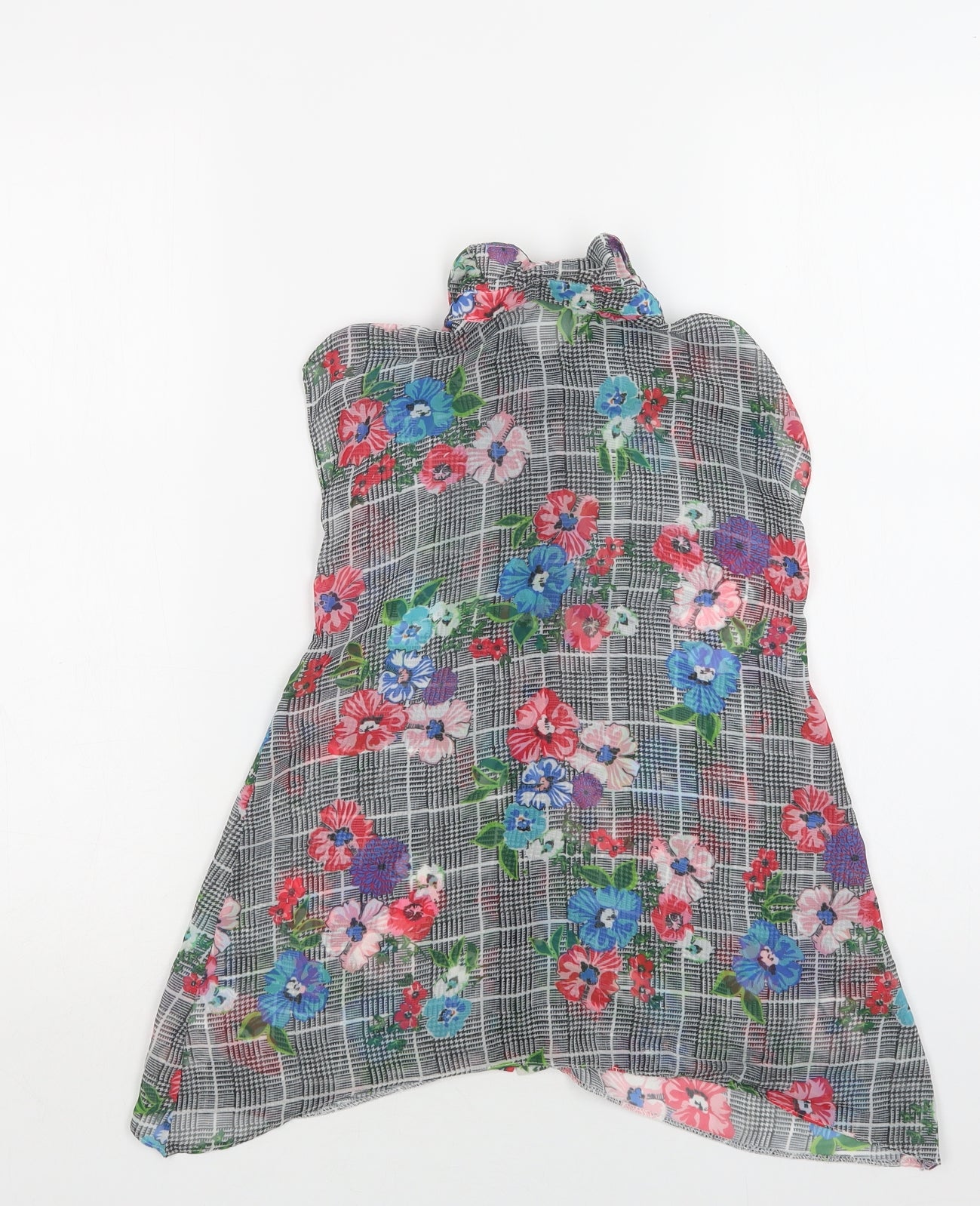 TU Girls Grey Floral Polyester Tunic Button-Up Size 7 Years Collared Button