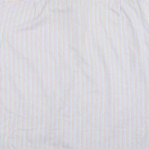 M&S Mens Multicoloured Striped Cotton  Button-Up Size 16 Collared Button