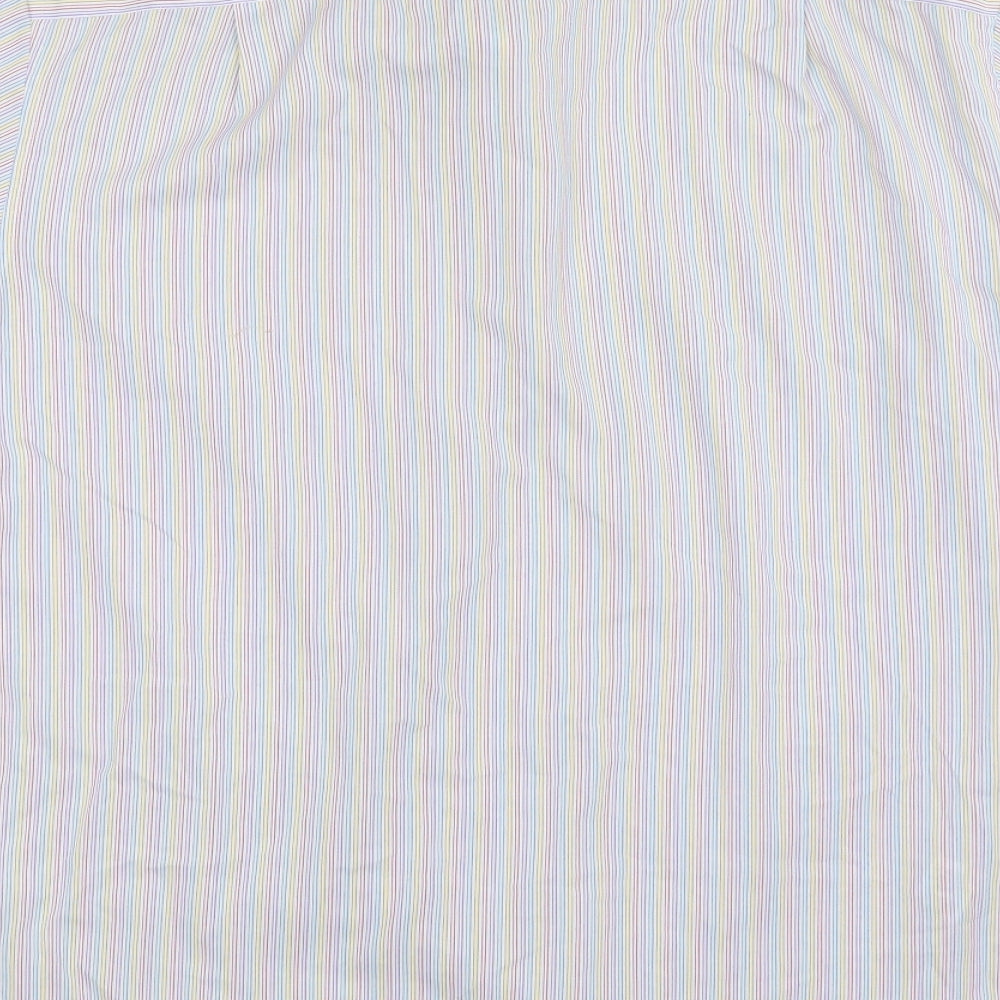 M&S Mens Multicoloured Striped Cotton  Button-Up Size 16 Collared Button