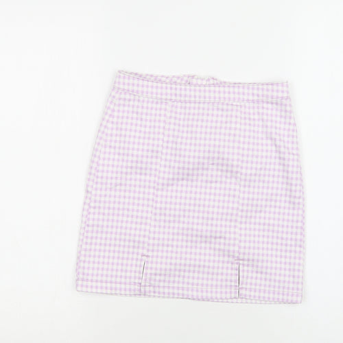 George Girls Purple Gingham Cotton A-Line Skirt Size 10-11 Years  Regular Zip