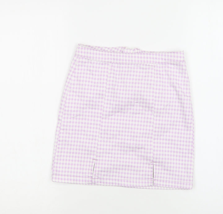 George Girls Purple Gingham Cotton A-Line Skirt Size 10-11 Years  Regular Zip