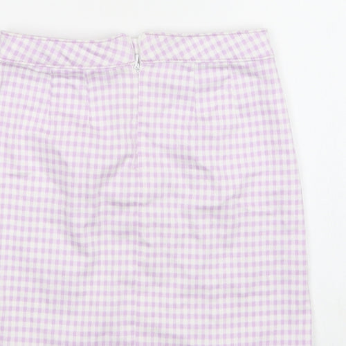 George Girls Purple Gingham Cotton A-Line Skirt Size 10-11 Years  Regular Zip