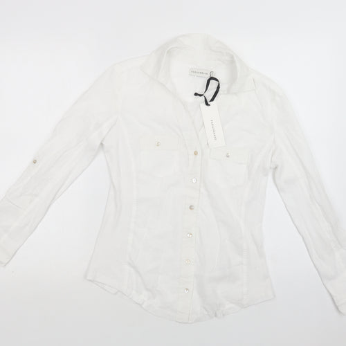 Paraphrase Womens White  Cotton Basic Button-Up Size M Collared