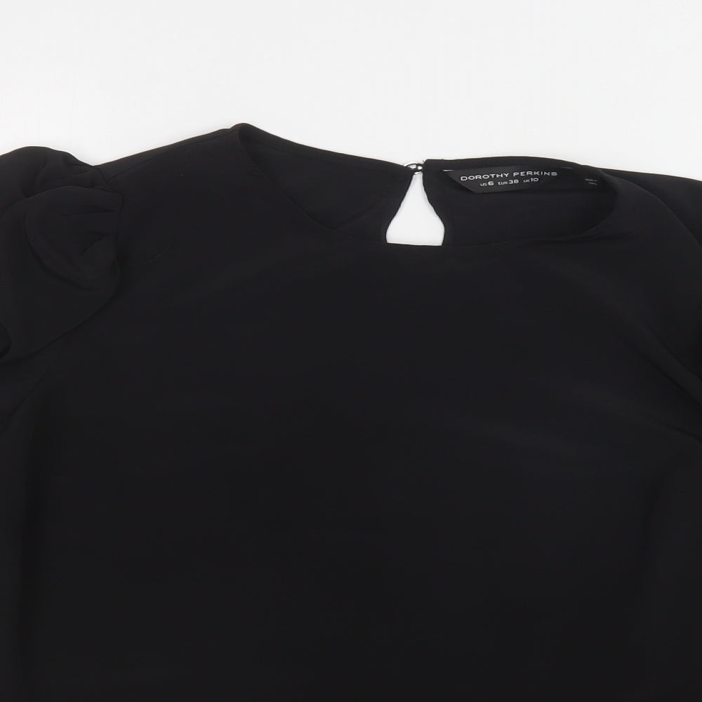 Dorothy Perkins Womens Black  Polyester Basic Blouse Size 10 Round Neck