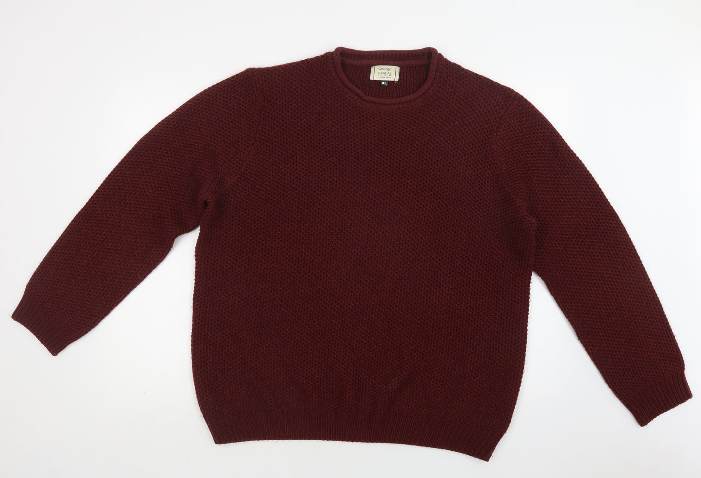 George Mens Red Crew Neck  Acrylic Pullover Jumper Size XL