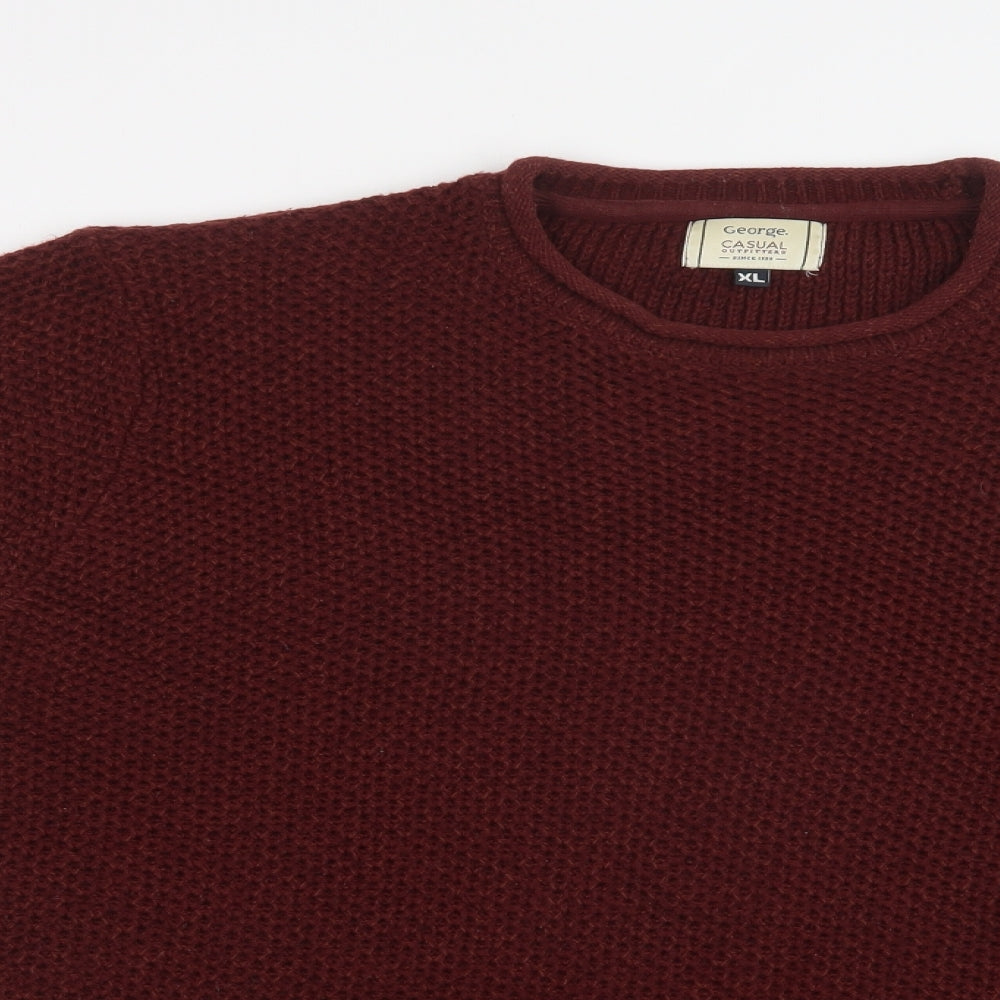 George Mens Red Crew Neck  Acrylic Pullover Jumper Size XL