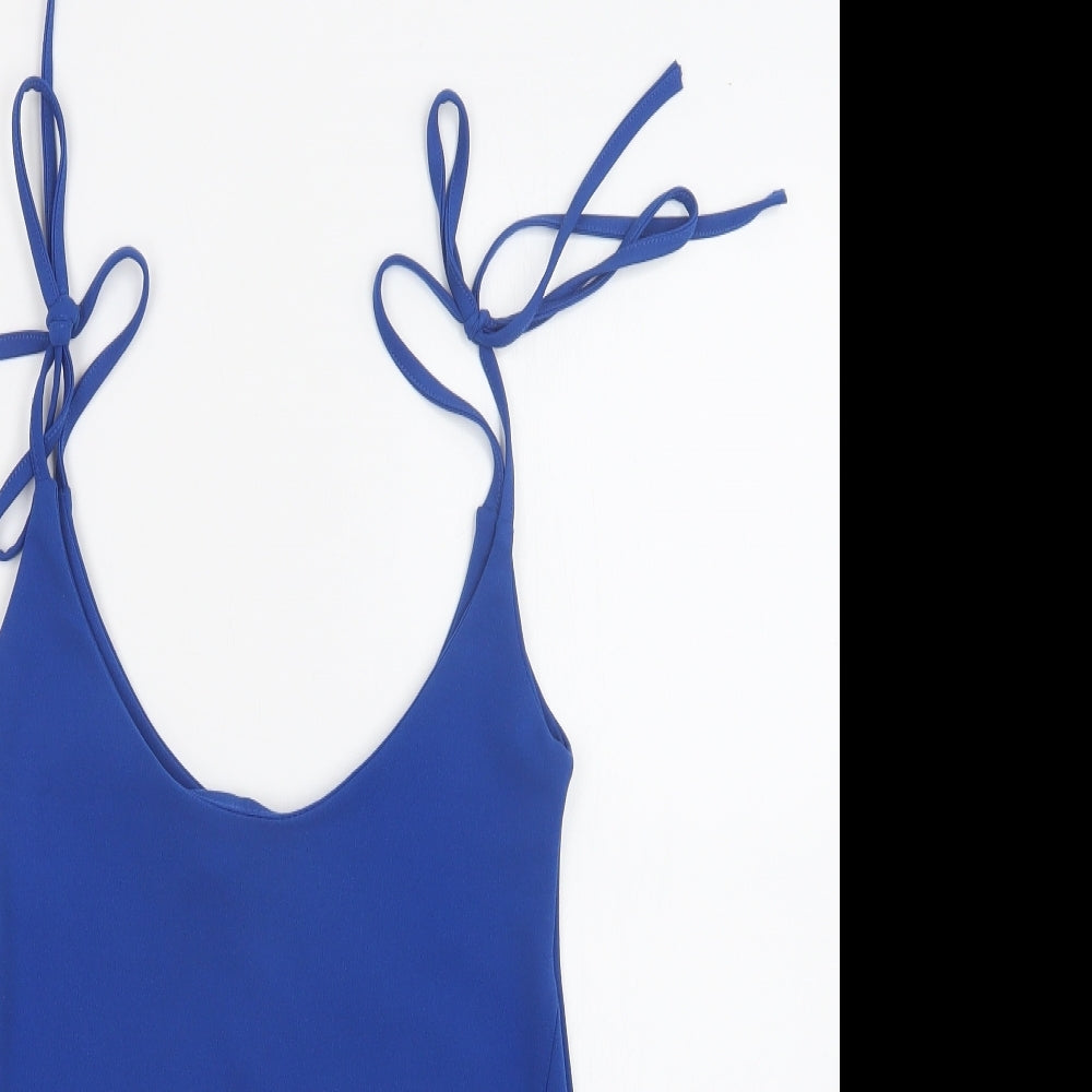 Preworn Womens Blue  Polyester Camisole Blouse Size S Round Neck