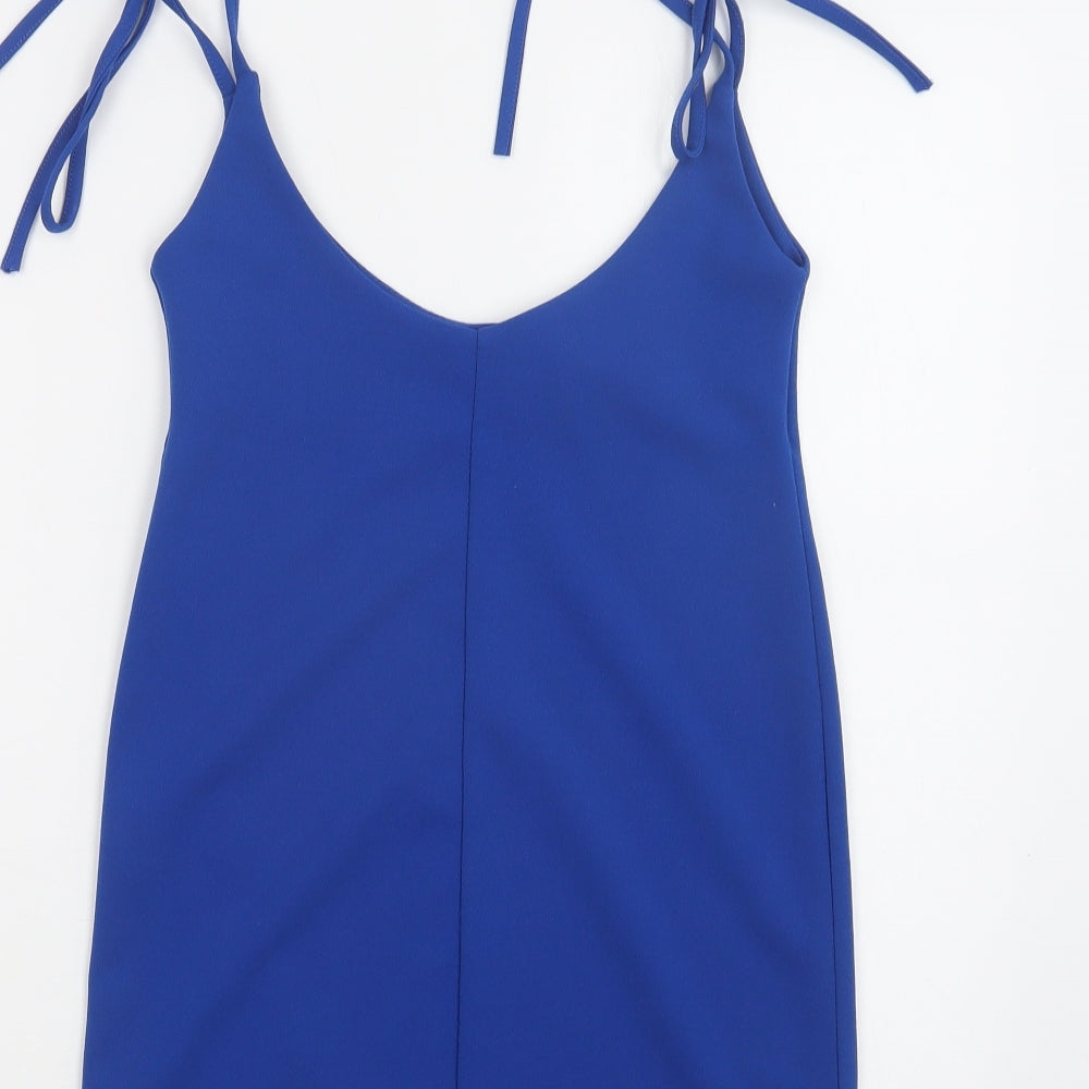 Preworn Womens Blue  Polyester Camisole Blouse Size S Round Neck