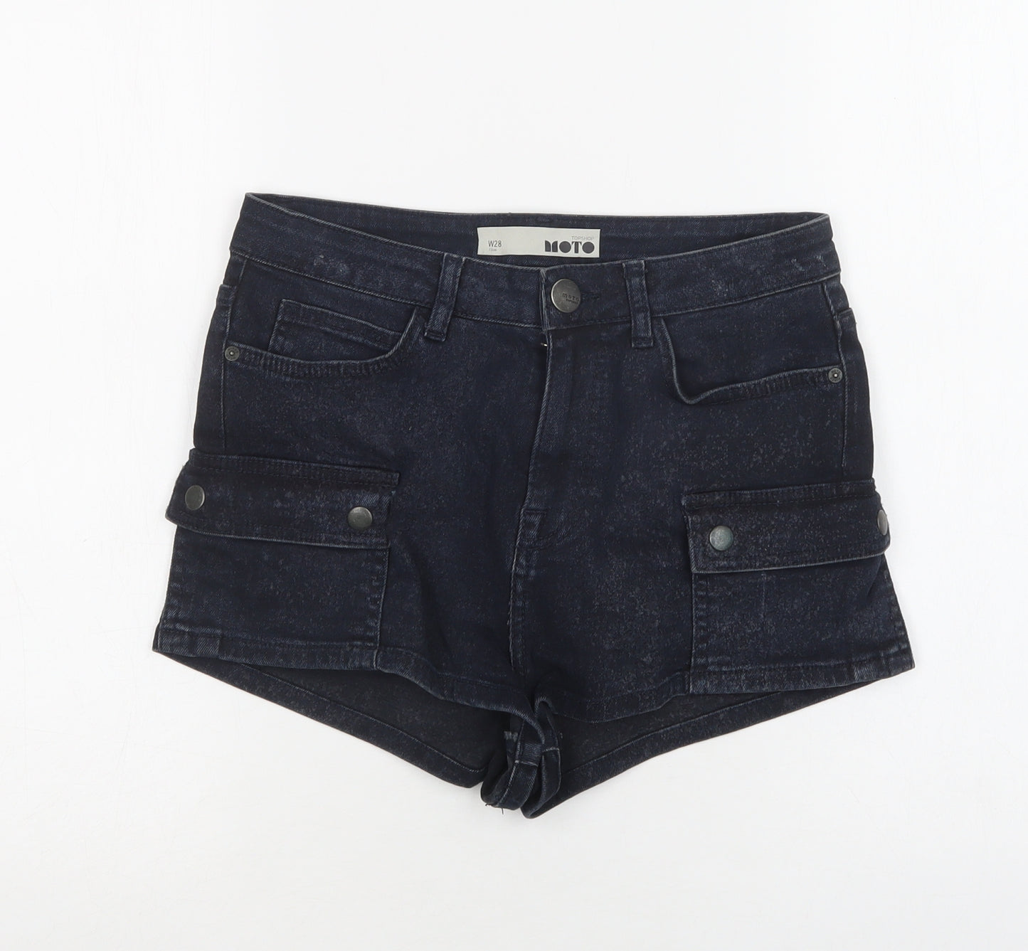 Topshop Womens Blue  Cotton Cargo Shorts Size S L3 in Regular Button