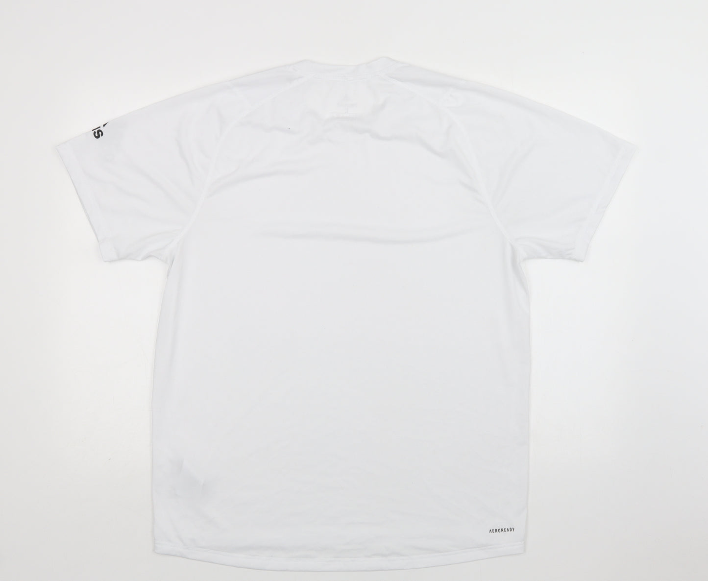 adidas Mens White  Polyester Basic T-Shirt Size L Crew Neck