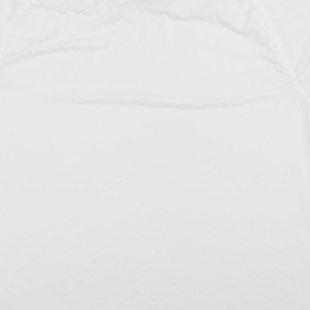 adidas Mens White  Polyester Basic T-Shirt Size L Crew Neck