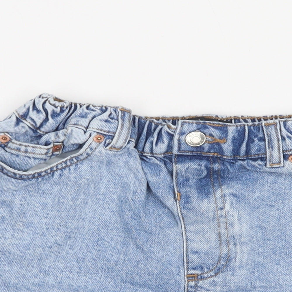 ASOS Womens Blue  Cotton Mom Shorts Size 10 L4 in Regular Button