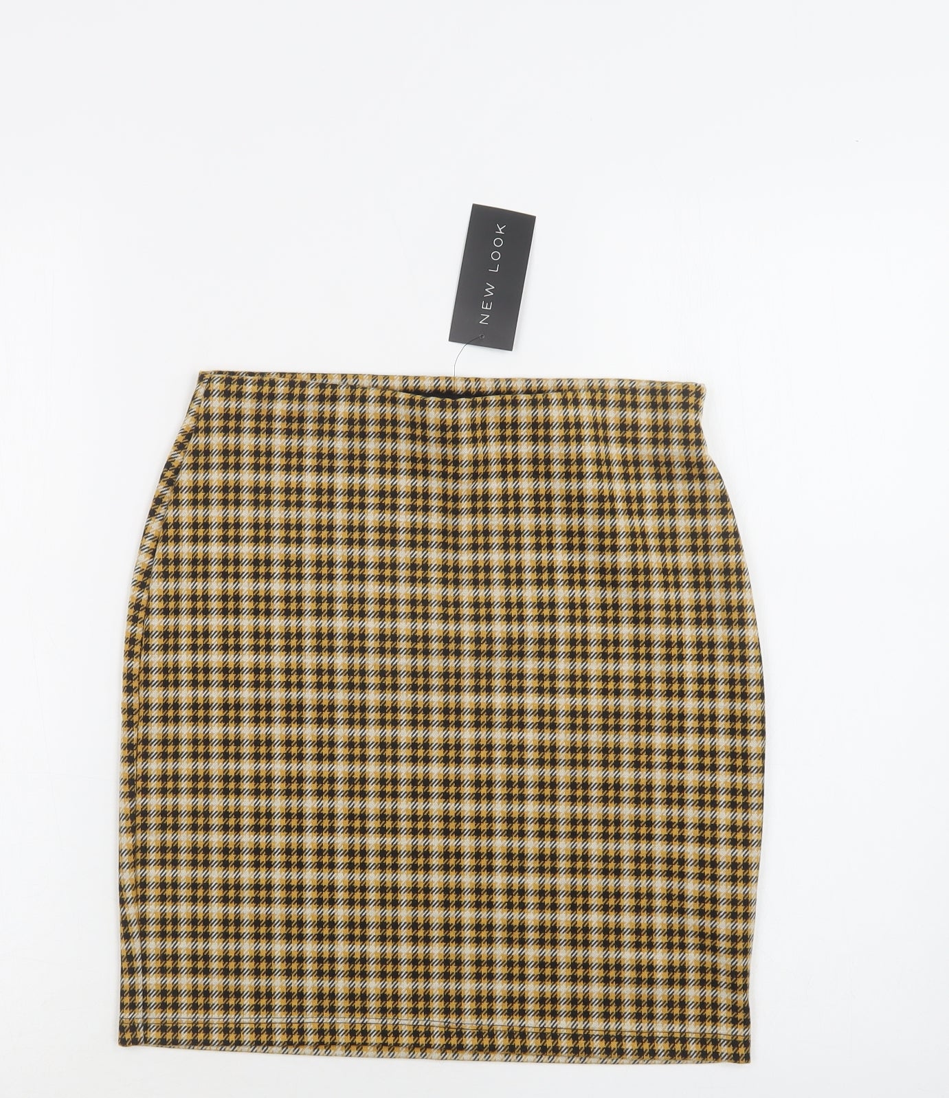 New Look Womens Yellow Check Polyester Mini Skirt Size 8