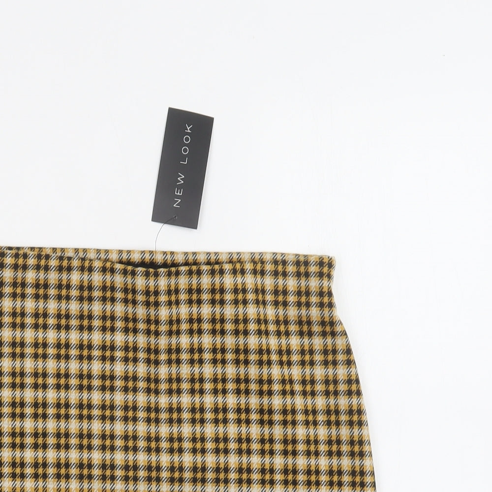 New Look Womens Yellow Check Polyester Mini Skirt Size 8