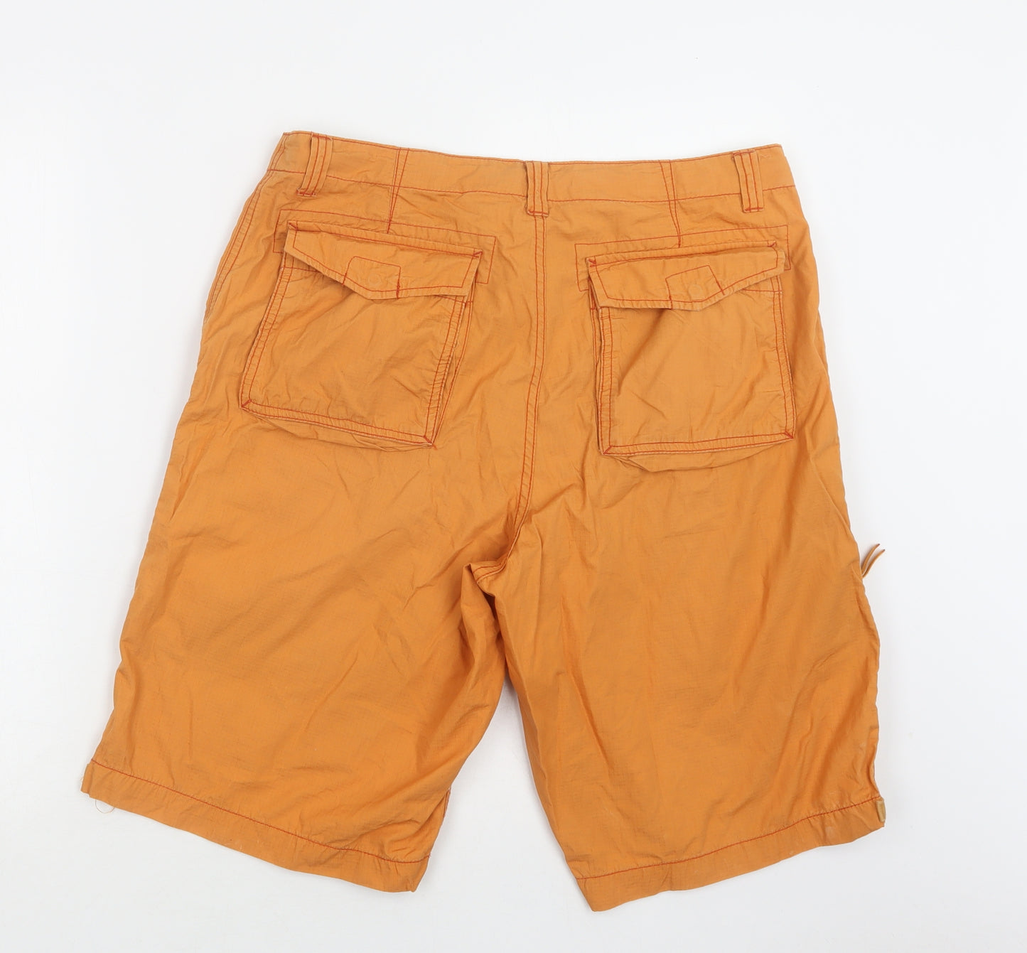 Marlboro Classics Mens Orange  Cotton Cargo Shorts Size 32 L12 in Regular Button