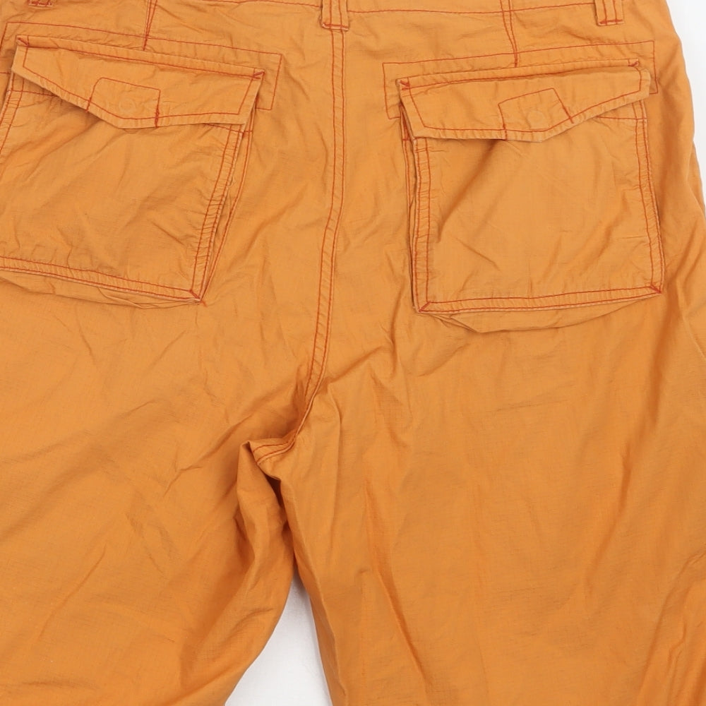 Marlboro Classics Mens Orange  Cotton Cargo Shorts Size 32 L12 in Regular Button