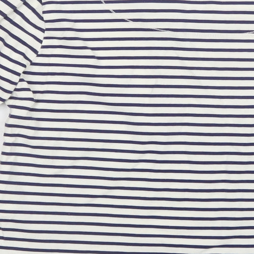 John Lewis Girls White Striped Cotton Basic Blouse Size 8 Years Crew Neck