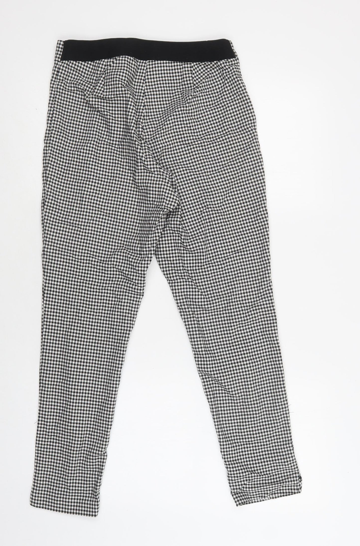 Preworn Womens Grey Check Cotton Trousers  Size 10 L27 in Regular Snap