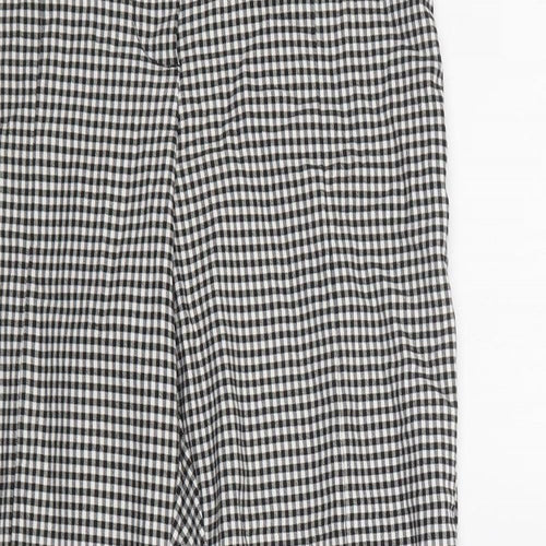 Preworn Womens Grey Check Cotton Trousers  Size 10 L27 in Regular Snap