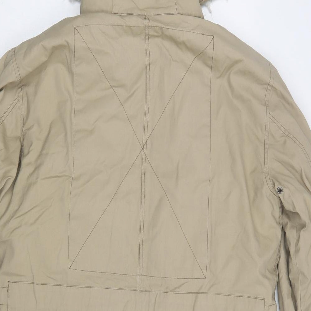 River Island Mens Beige   Parka Jacket Size M  Zip