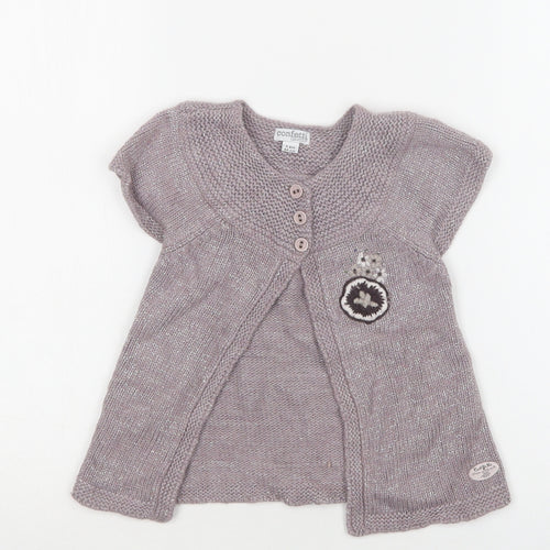 Confetti Girls Purple Round Neck  Viscose Cardigan Jumper Size 3 Years  Button
