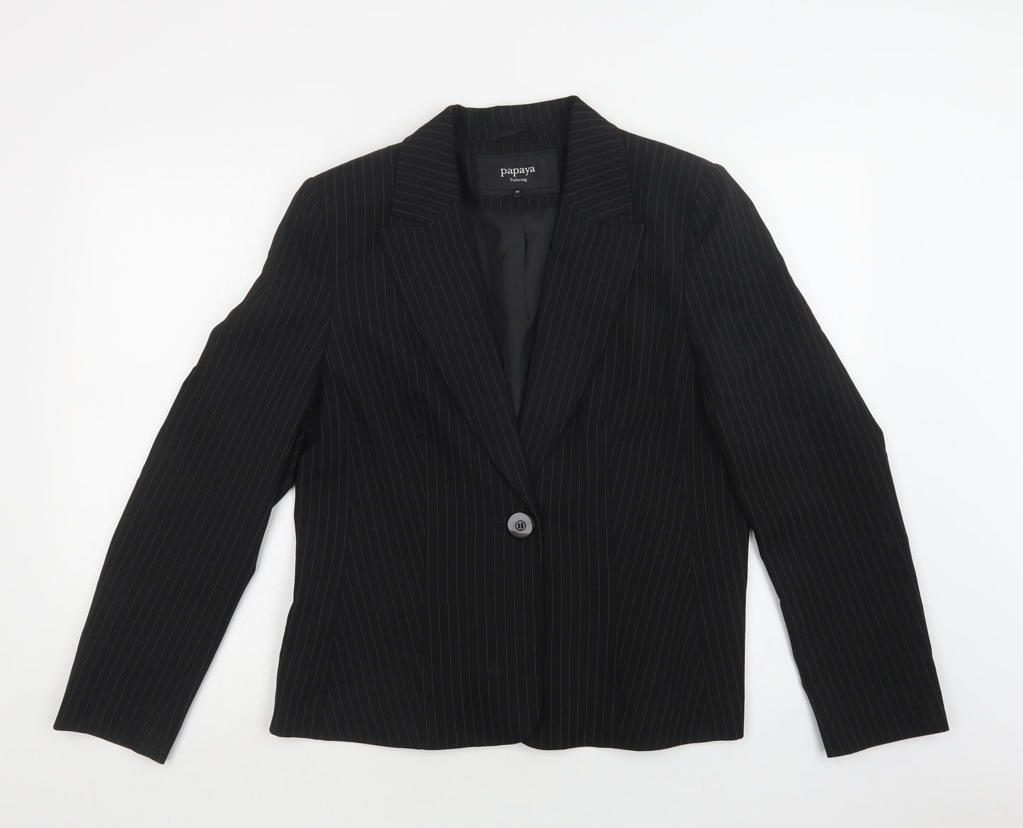 Papaya Womens Black Striped  Jacket Blazer Size 12  Button