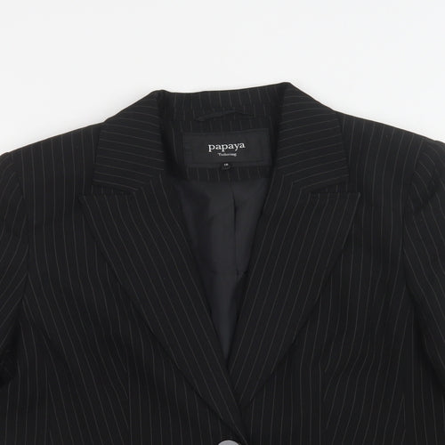 Papaya Womens Black Striped  Jacket Blazer Size 12  Button