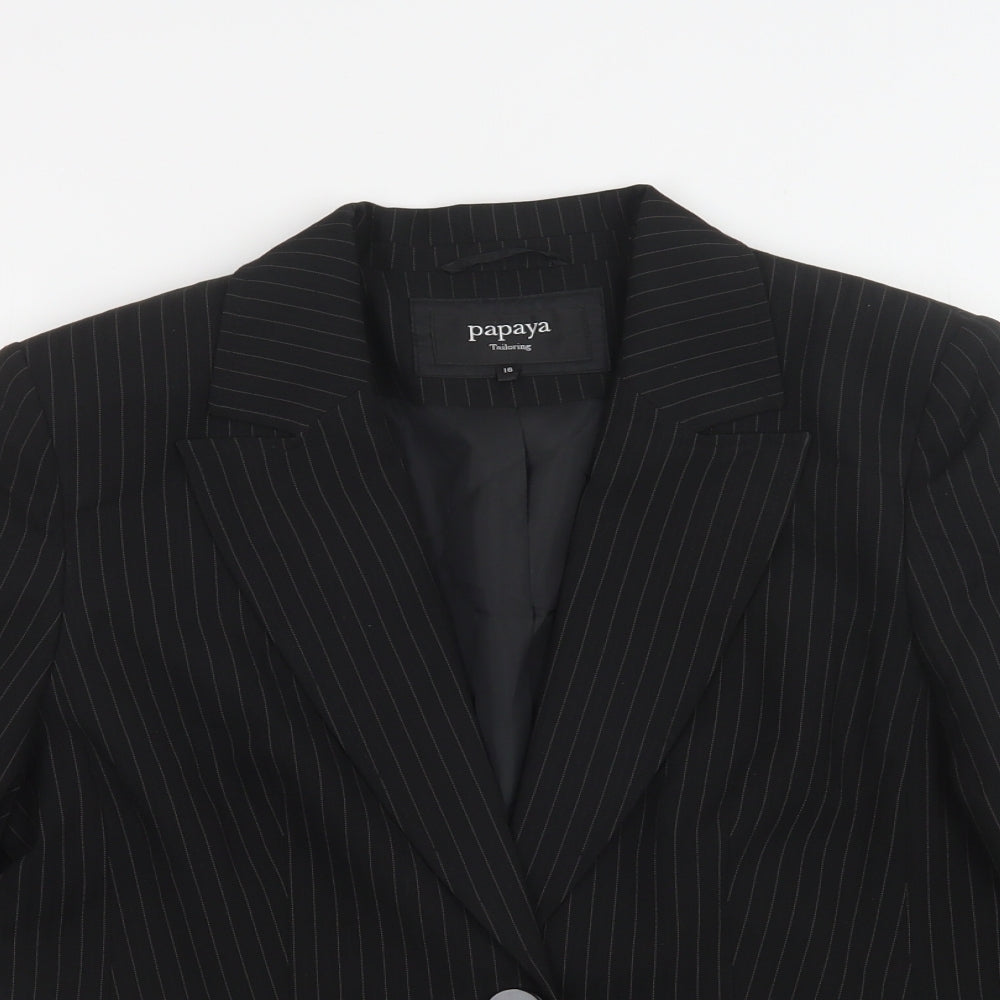 Papaya Womens Black Striped  Jacket Blazer Size 12  Button