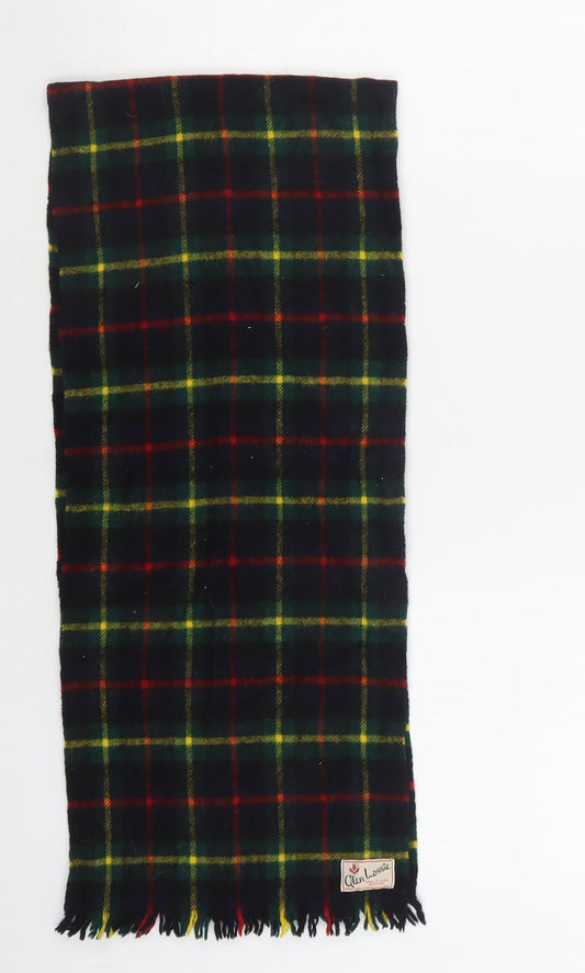 Glen Lossie Mens Green Plaid Wool Scarf  One Size