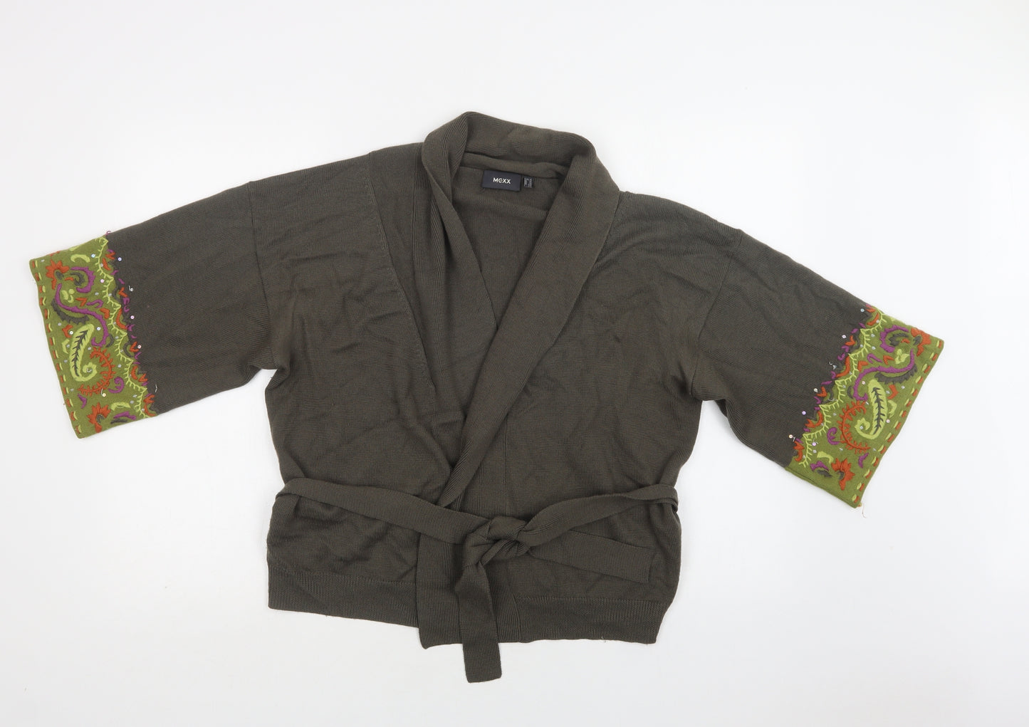Mexx Womens Green Collared Paisley Acrylic Cardigan Jumper Size XL