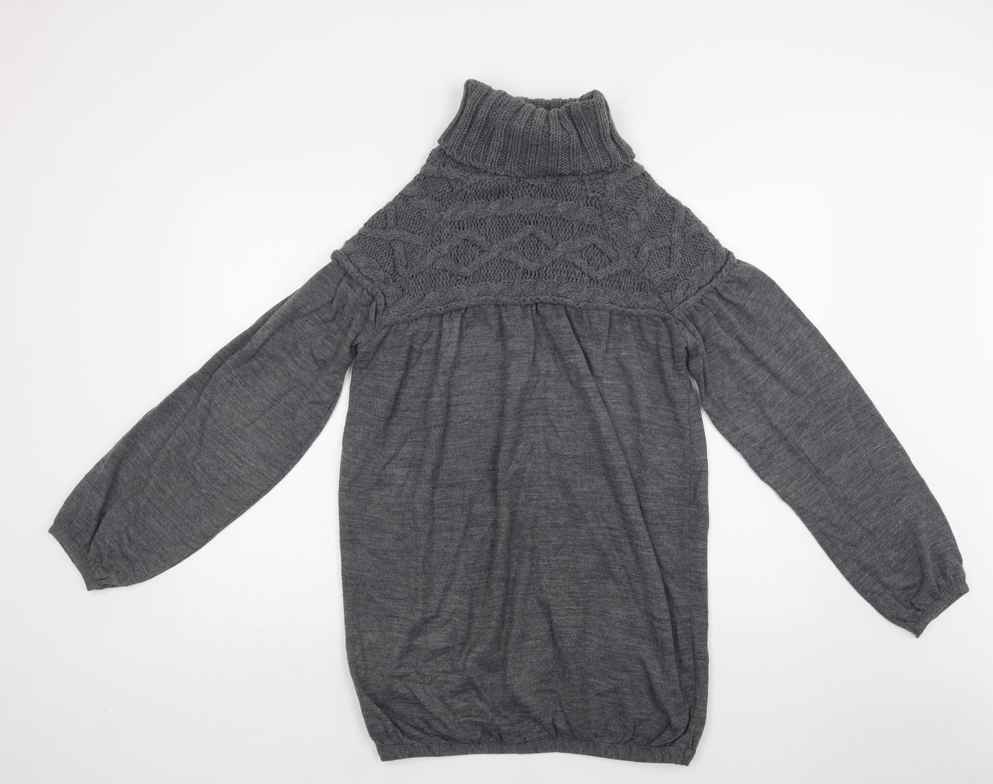 Zara Womens Grey Roll Neck   Tunic Jumper Size M