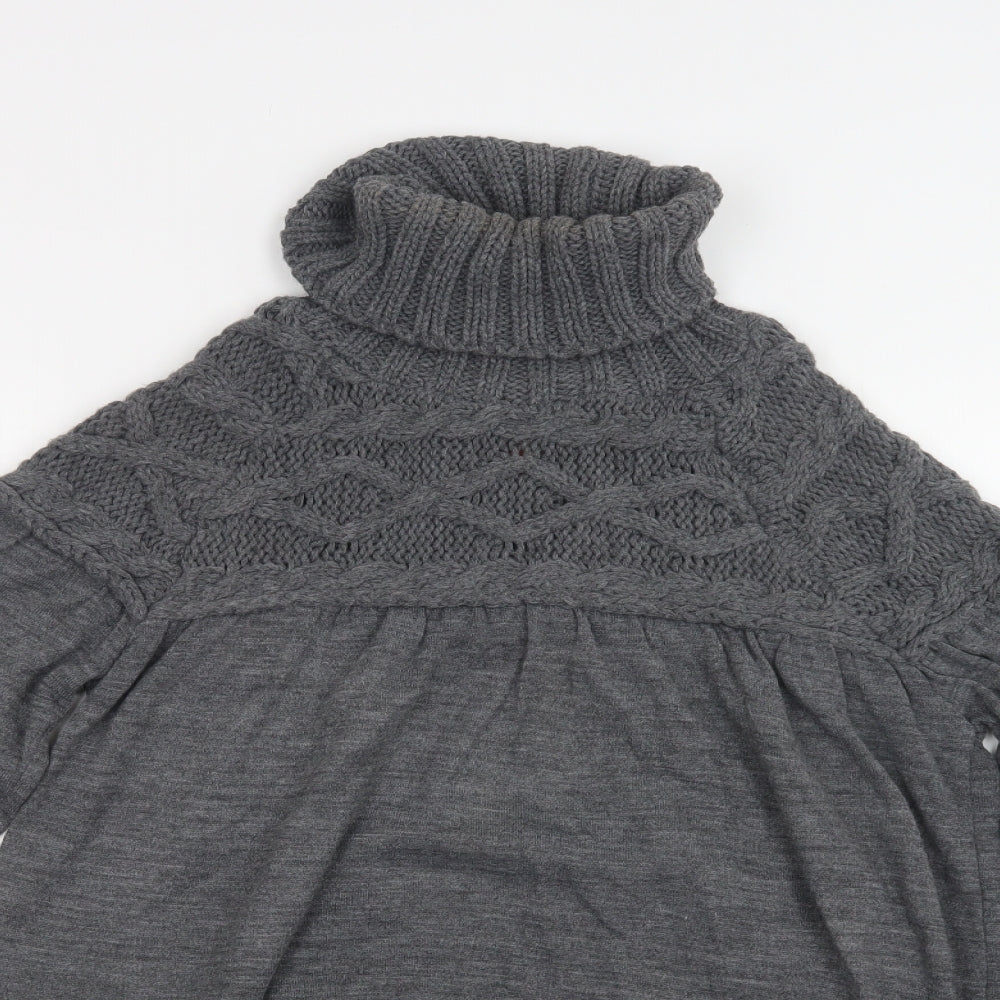 Zara Womens Grey Roll Neck   Tunic Jumper Size M